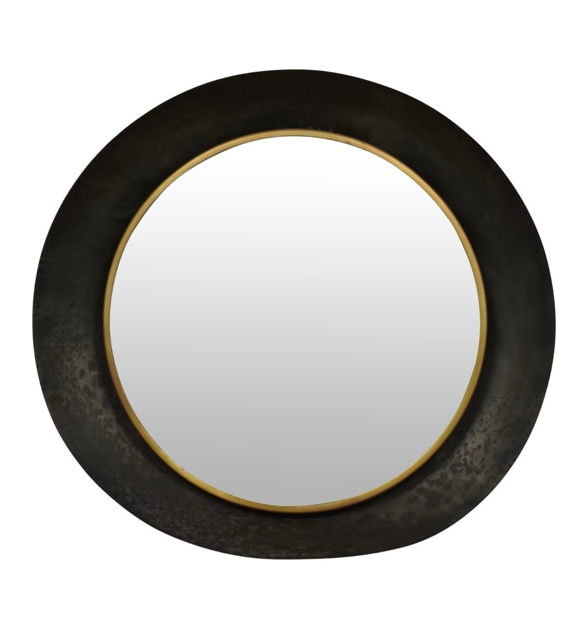 Crate & Barrel Dish Wall Mirror with Iron and BrasAccent