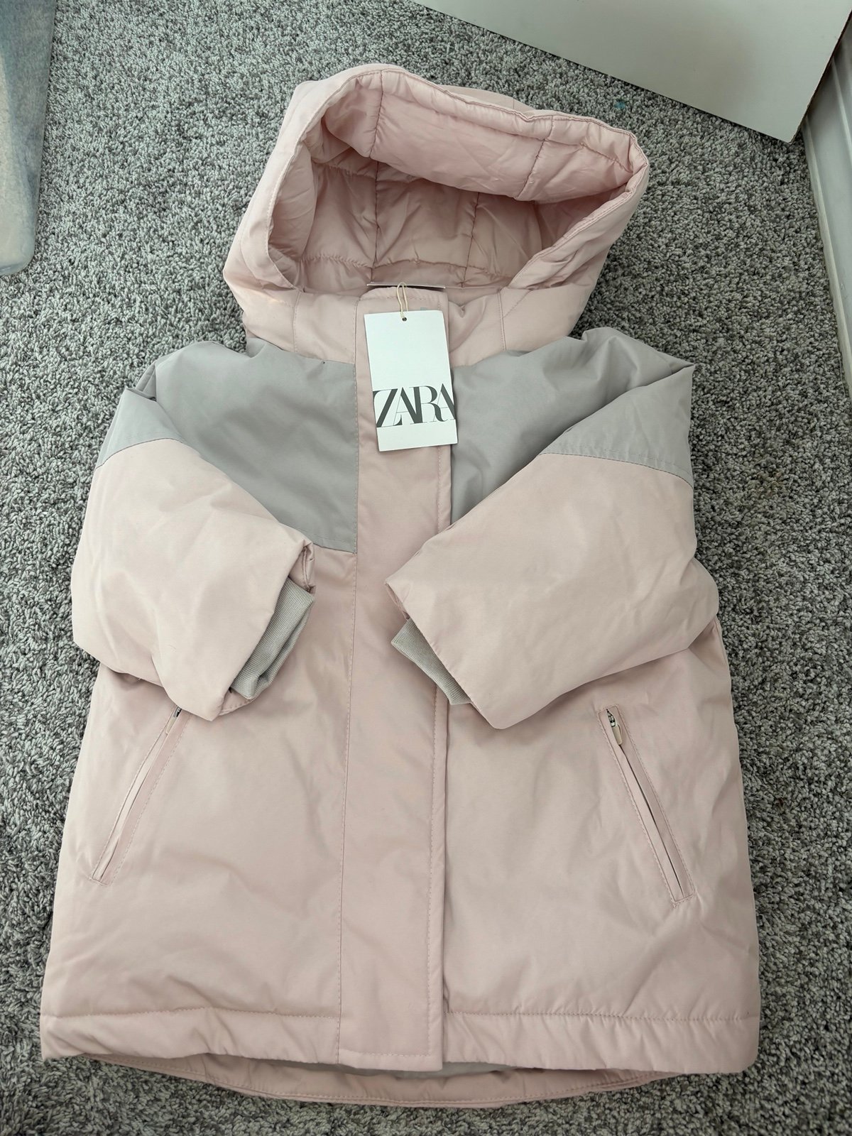 Zara Toddler Girl Ski Coat Pink Gray 4-5