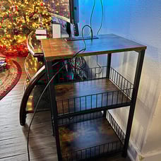 NEW 3 Tier, Rustic End Table/Nightstand with Storage Shelf