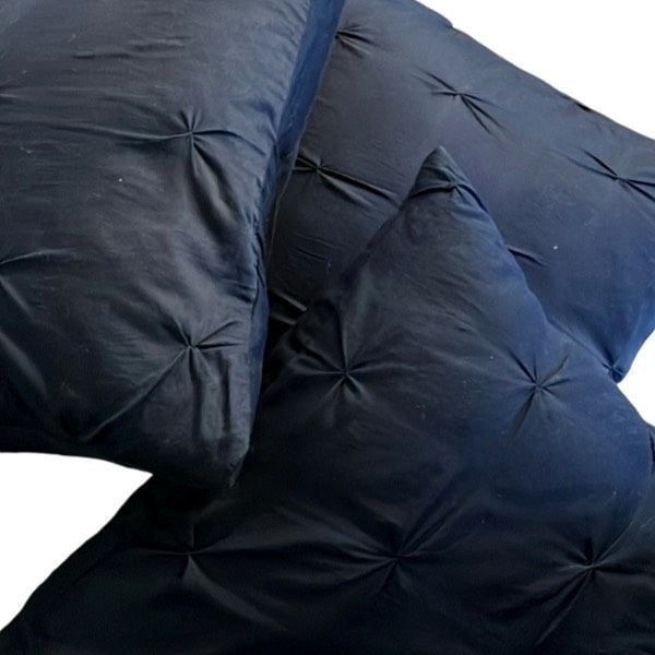 Decorative Pillows Feather Filled Removable Cotton Covers Navy 22” x 22” Set of
