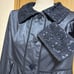 Harrods Spring Coat with Lace Collar and Cuffs, Navy Blue, Size 2