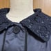 Harrods Spring Coat with Lace Collar and Cuffs, Navy Blue, Size 2