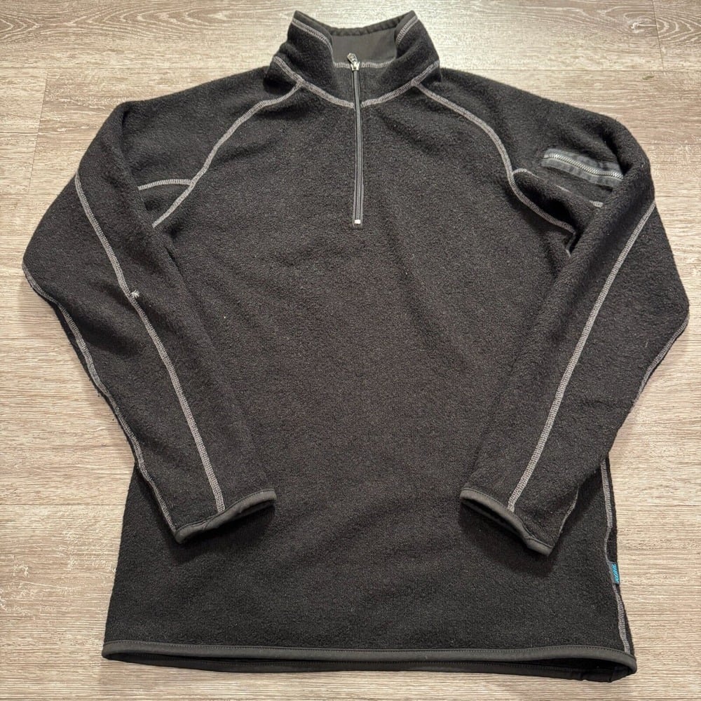 KUHL Jacket Mens Medium Black Zip Alfpaca Fleece Sweater Casual Preppy Logo