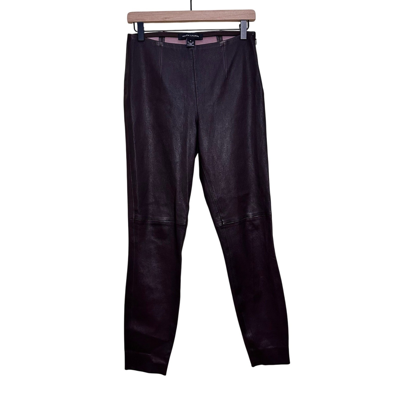 Ralph Lauren Black Label 100% Lamb Genuine Leather Leggings Size 8