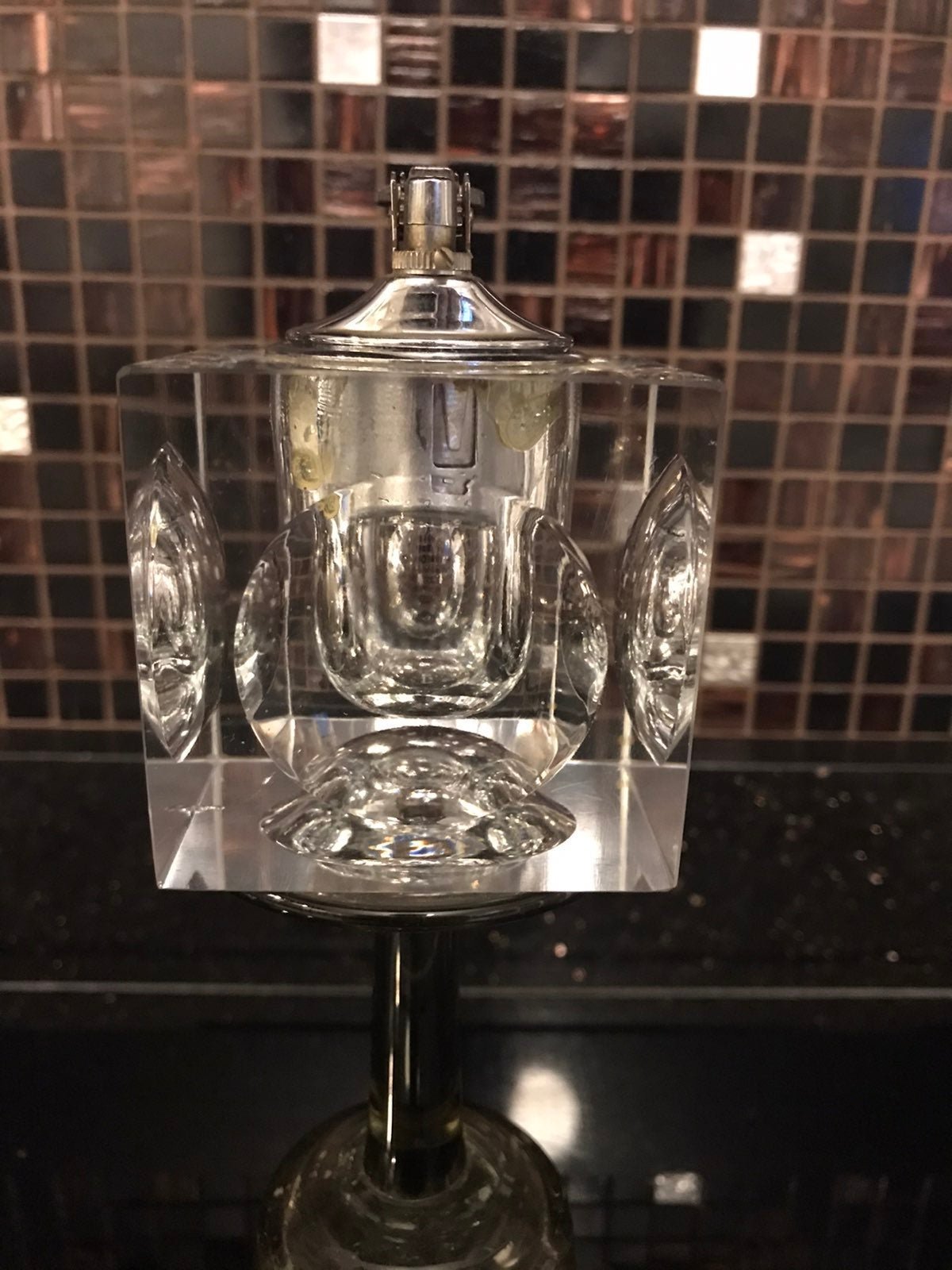 Vintage retro glass cube dimple lighter