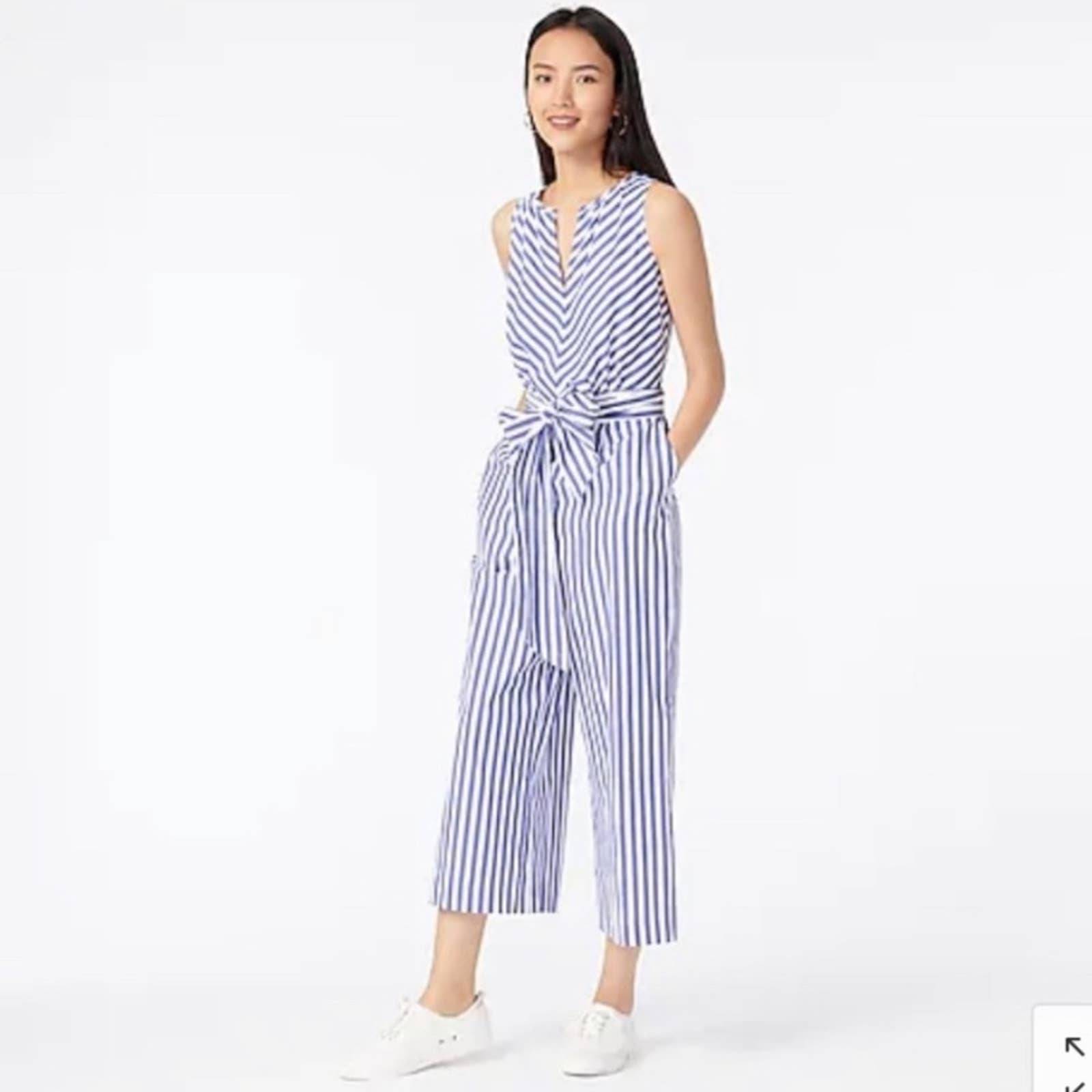 Women Striped Jumpsuits V K Drawstring Tie Pockets Buttons Sleeveless S Retro Casual Playsuits Women Striped Jumpsuits V K Drawstring Tie Pockets Buttons Sleeveless S Retro Casual Playsuits