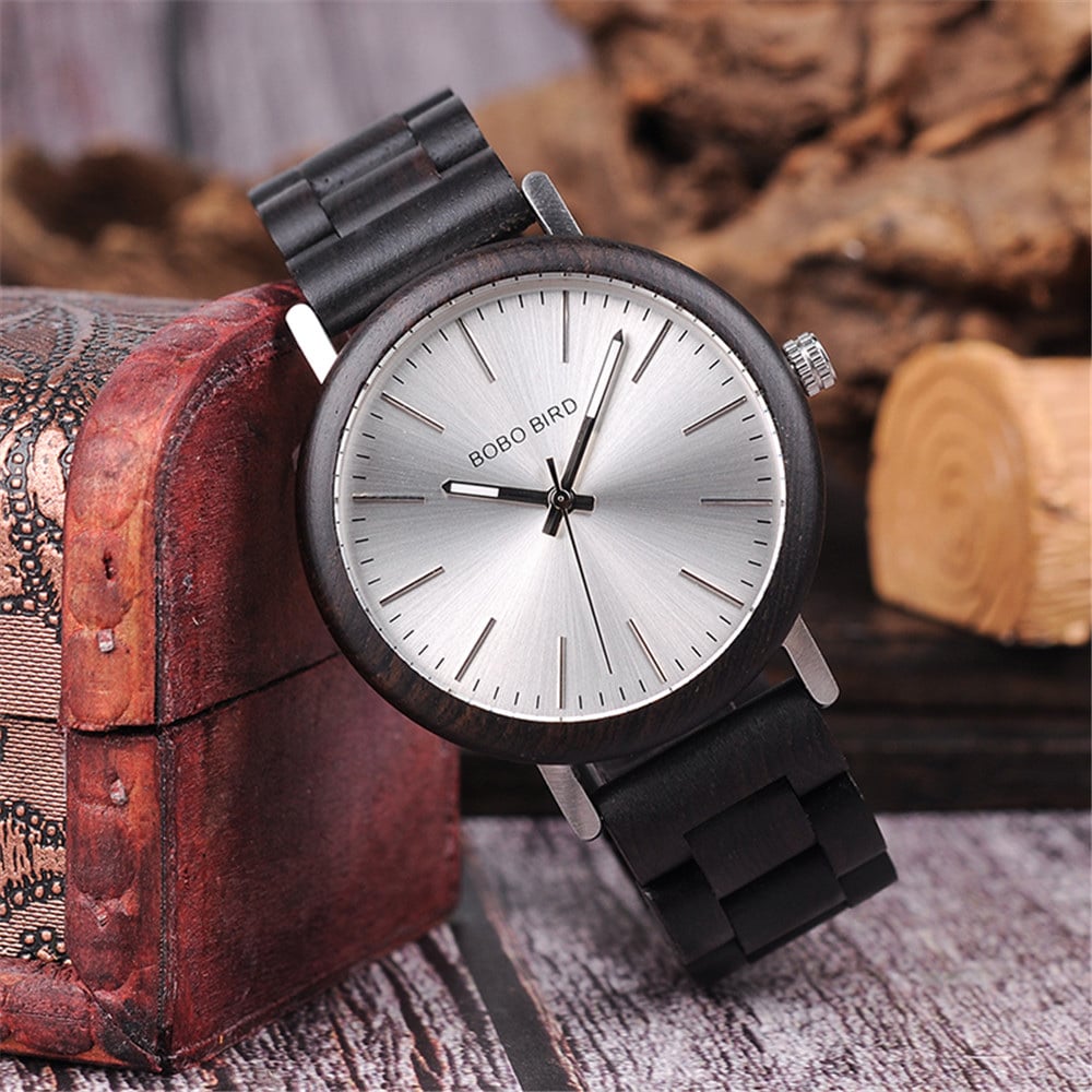 100% Handmade Ebony Wood Miyota Quartz Watch