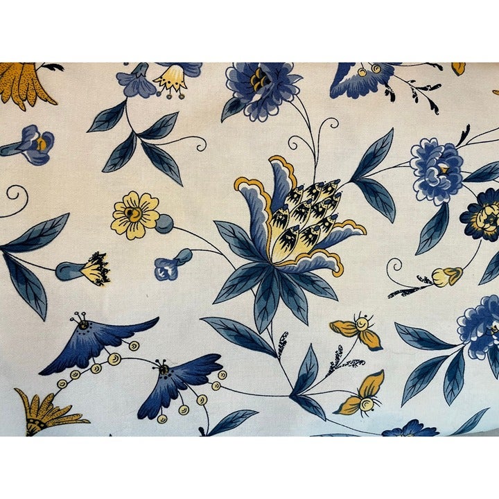 Waverly Drapery Upholstery Fabric Lakeville Blue Yellow Floral 6+ Yards
