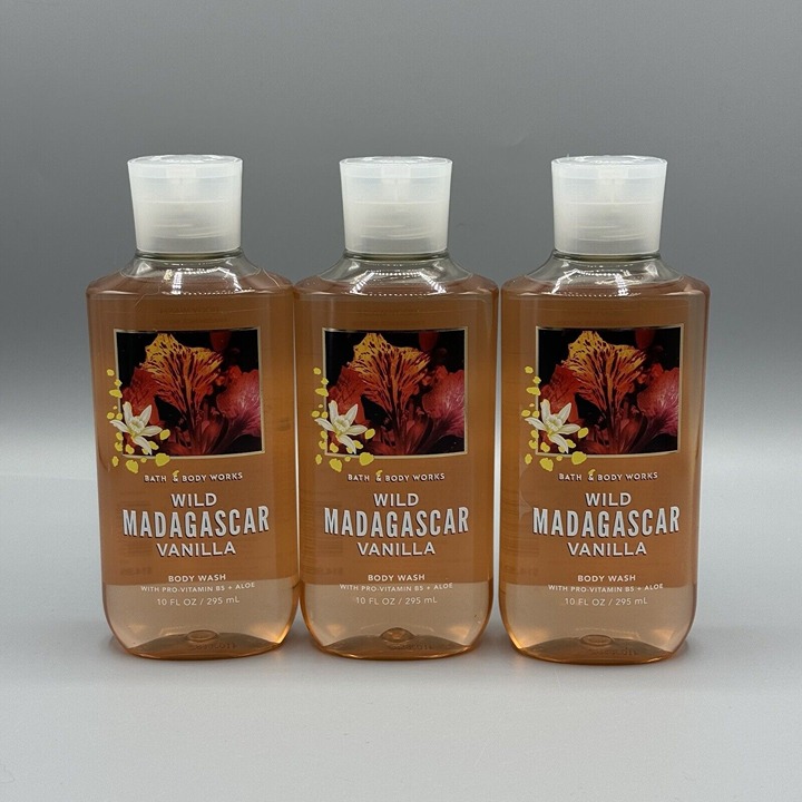 Bath & Body Works WILD MADAGASCAR VANILLA Shower Gel Lot of 3 Body Wash NEW