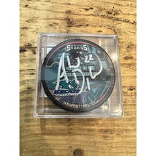 ANDREW DESJARDINS #22 Signed San Jose Worcester Sharks Hockey Puck