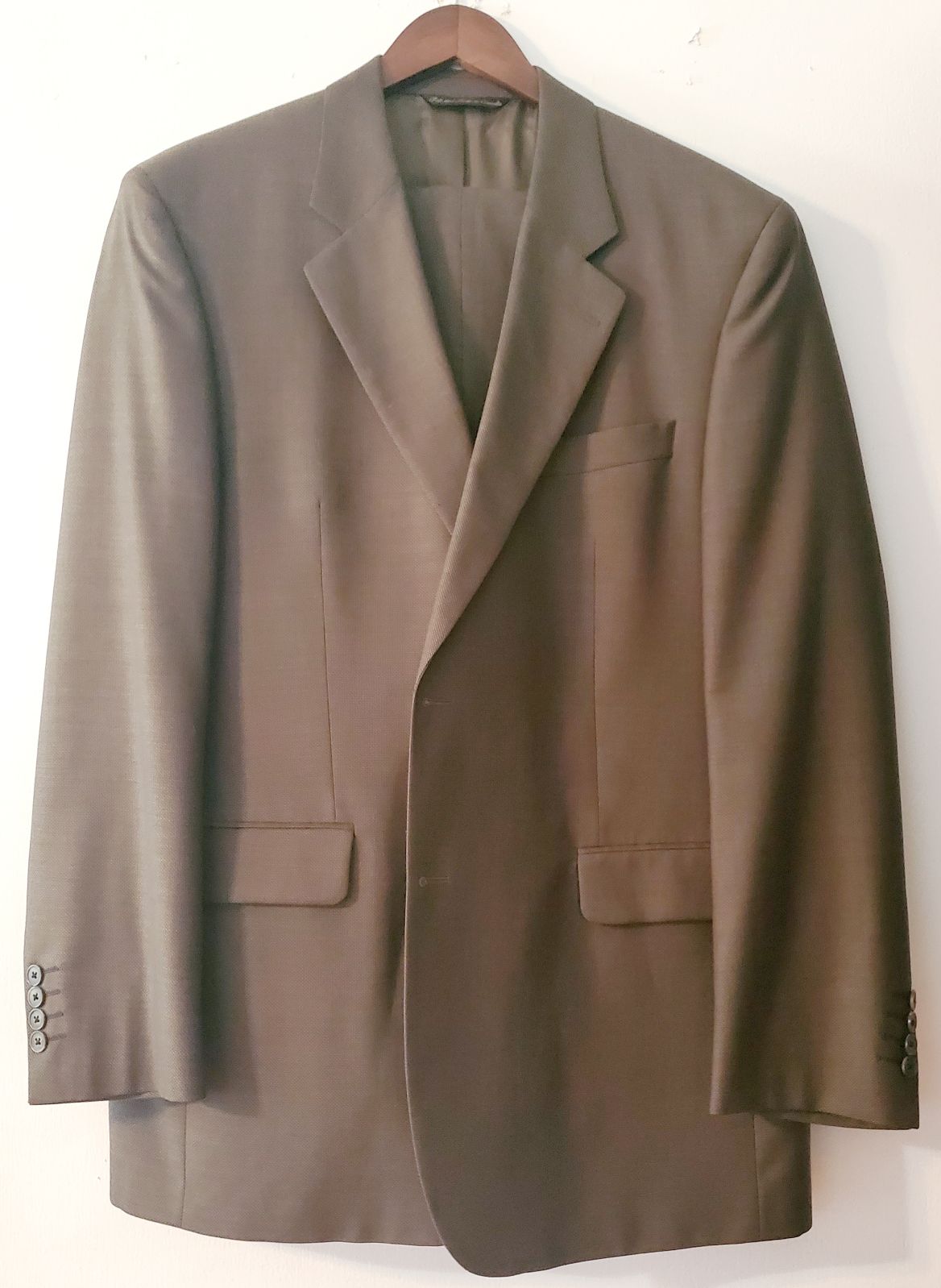 Valenza Loretto CT 100% Wool Brown Winter Suit Men's Blazer Size 44L/Pants 38L