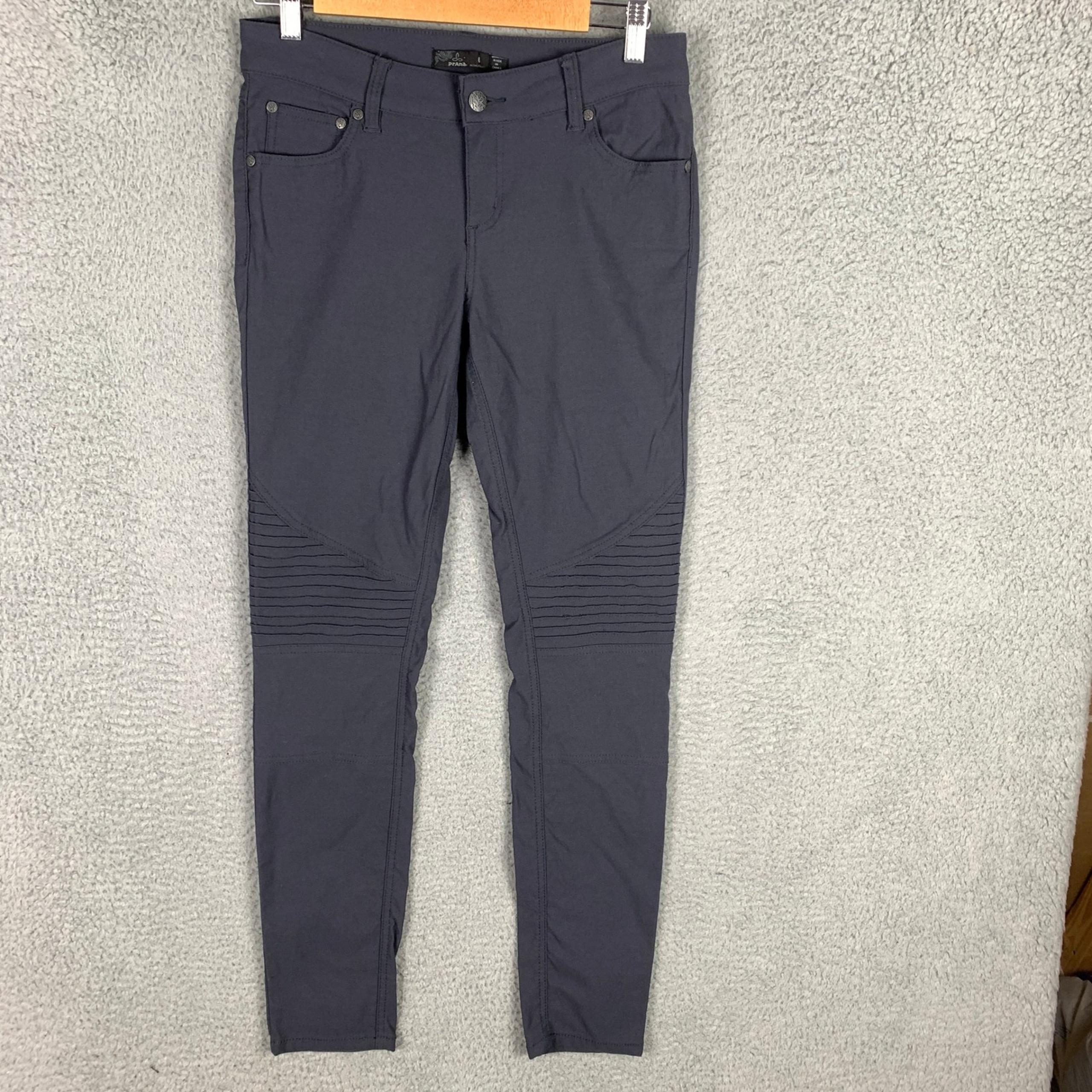 prAna Brenna Women's Moto Style Skinny Pants Size 6 in Dark Gray Outdoor Hiking