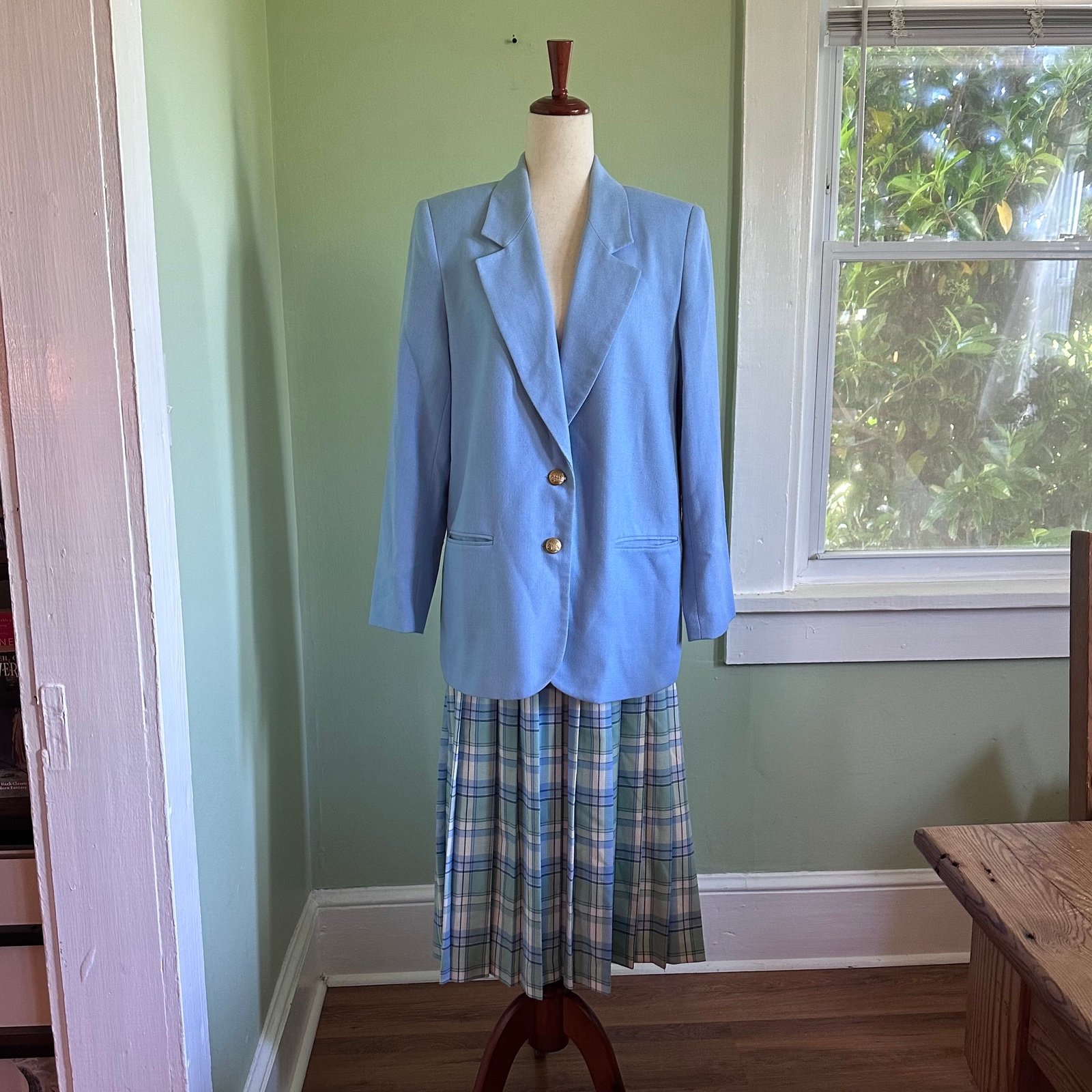 Vintage 90s Cottagecore Twee Plaid Skirt Set size 14