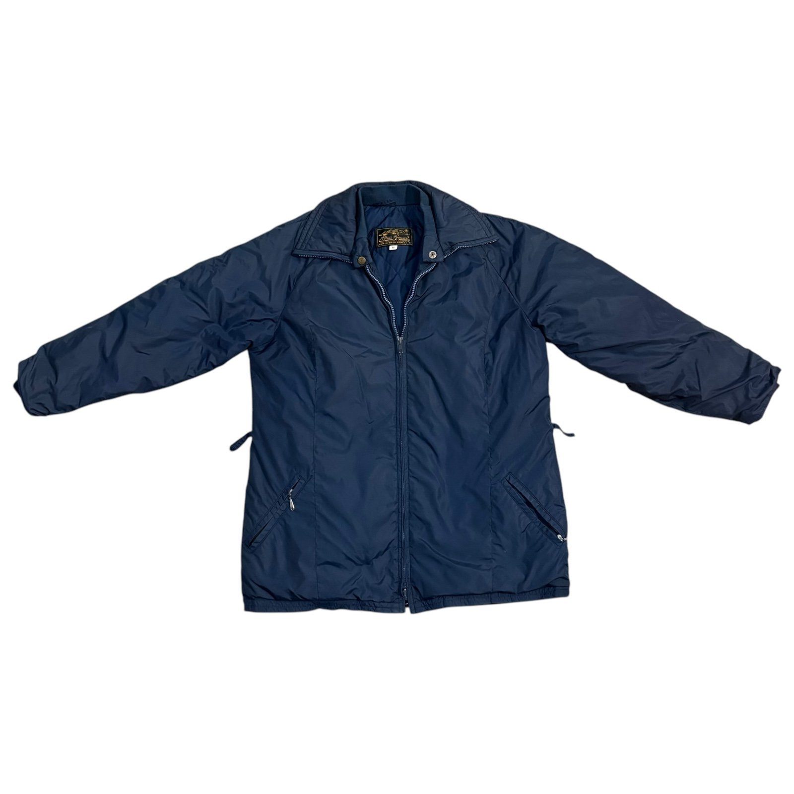 Vintage Eddie Bauer Goose Down Full Zip Navy Blue Puffer Coat Men's Size M As Is