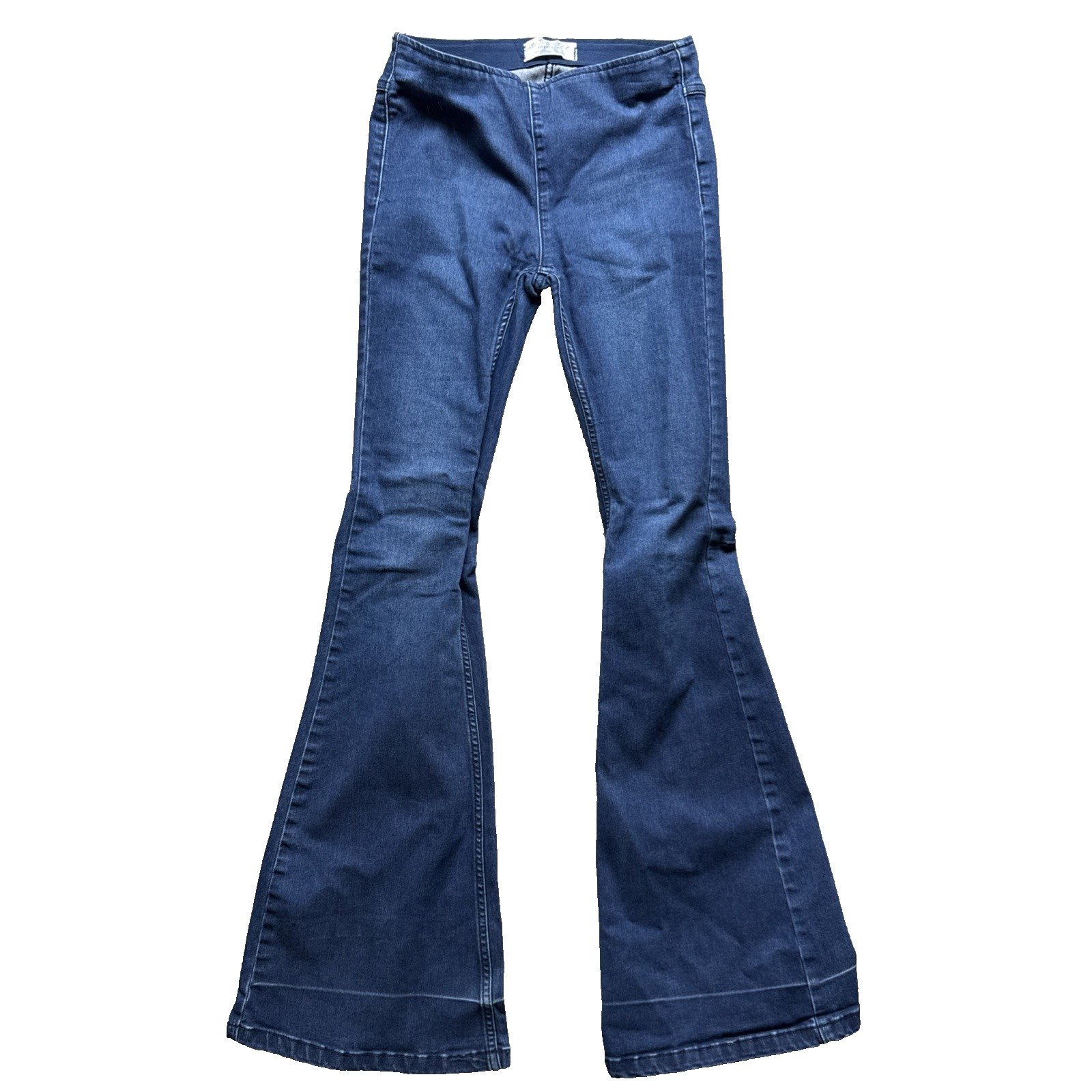 We the Free Flare Jeans 26 Blue Mid Rise 31 Festival Hippie Rock Grunge Denim