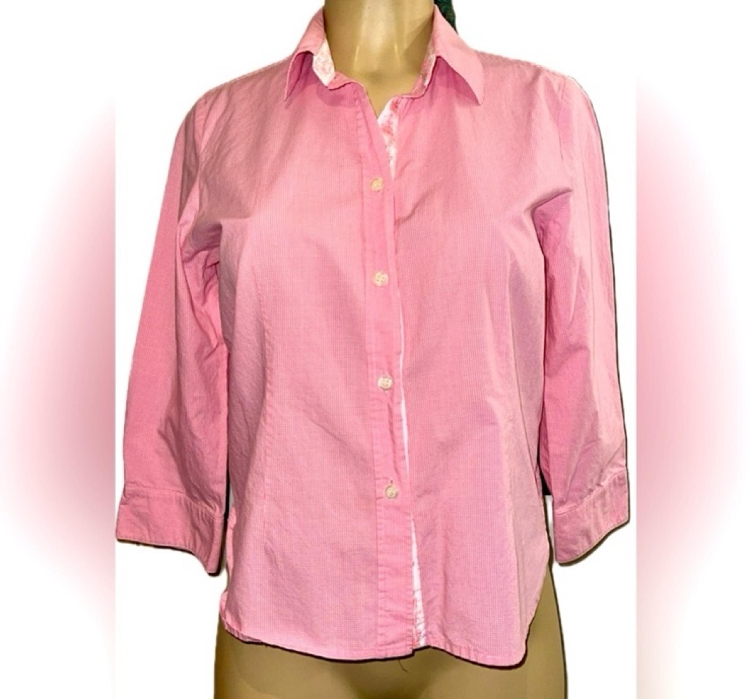 Charter Club 100% Cotton Pink & White Gingham Button Down Shirt