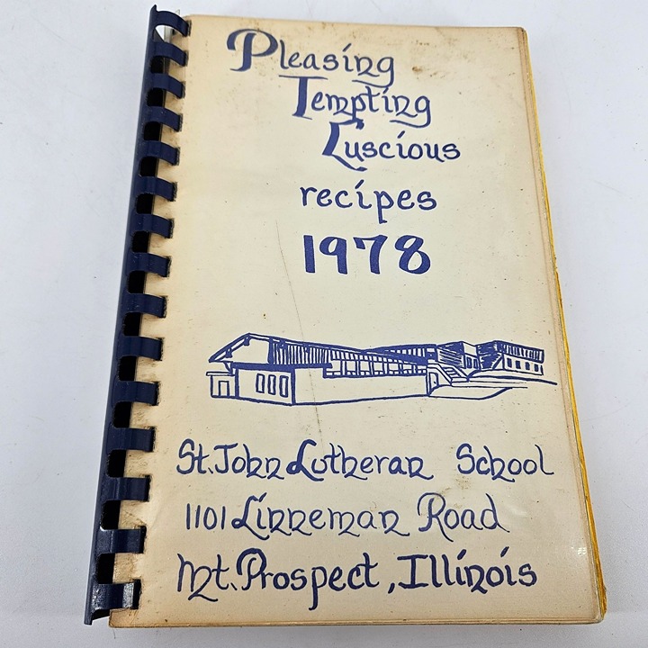 Cookbook Recipe St John Lutheran School Church IL Handmade Typed Fundraiser 1978