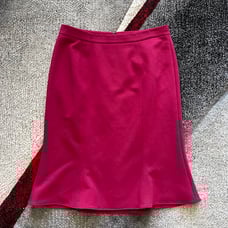 White House Black Market Empress Red Solid Flirty Skirt