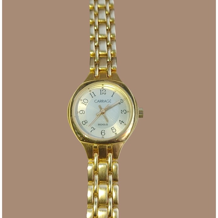 Carriage Timex Quartz Ladies Gold-Tone Watch Chain-Link Bracelet