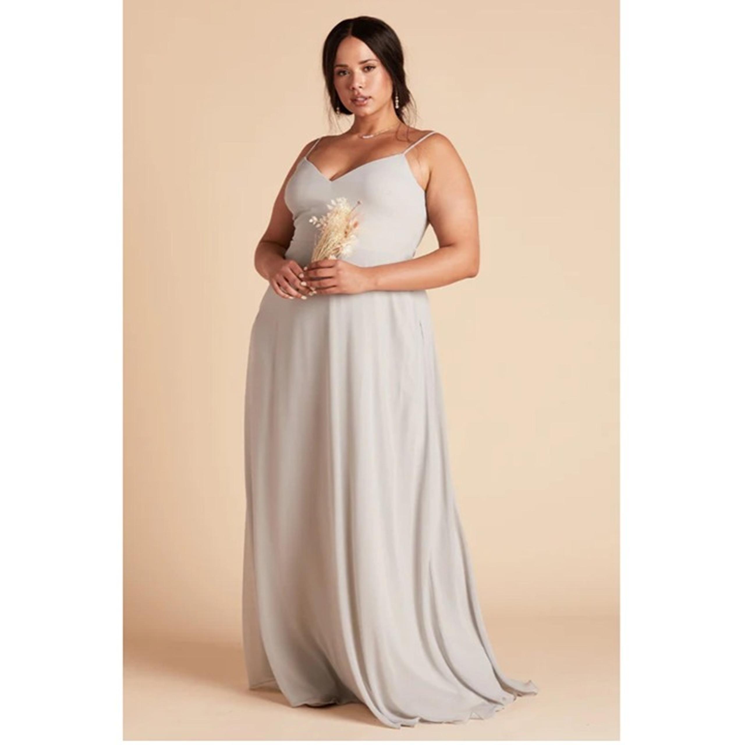 Birdy Grey Devin Chiffon Dress Sz 2X Womens Dove Gray Bridesmaid Prom Formal