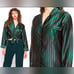 Vintage Victoria's Secret Gold Label 90's Pajama Green Red Striped Satin Size XL