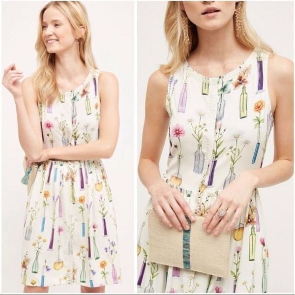 Anthropologie Panjak & Nidhi Bouquet Drop waist Dress M