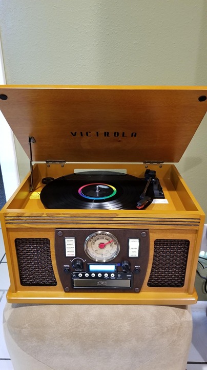 NEW 8-in-1 Bluetooth Record Player & Multimedia Center, Real Wood | Oak