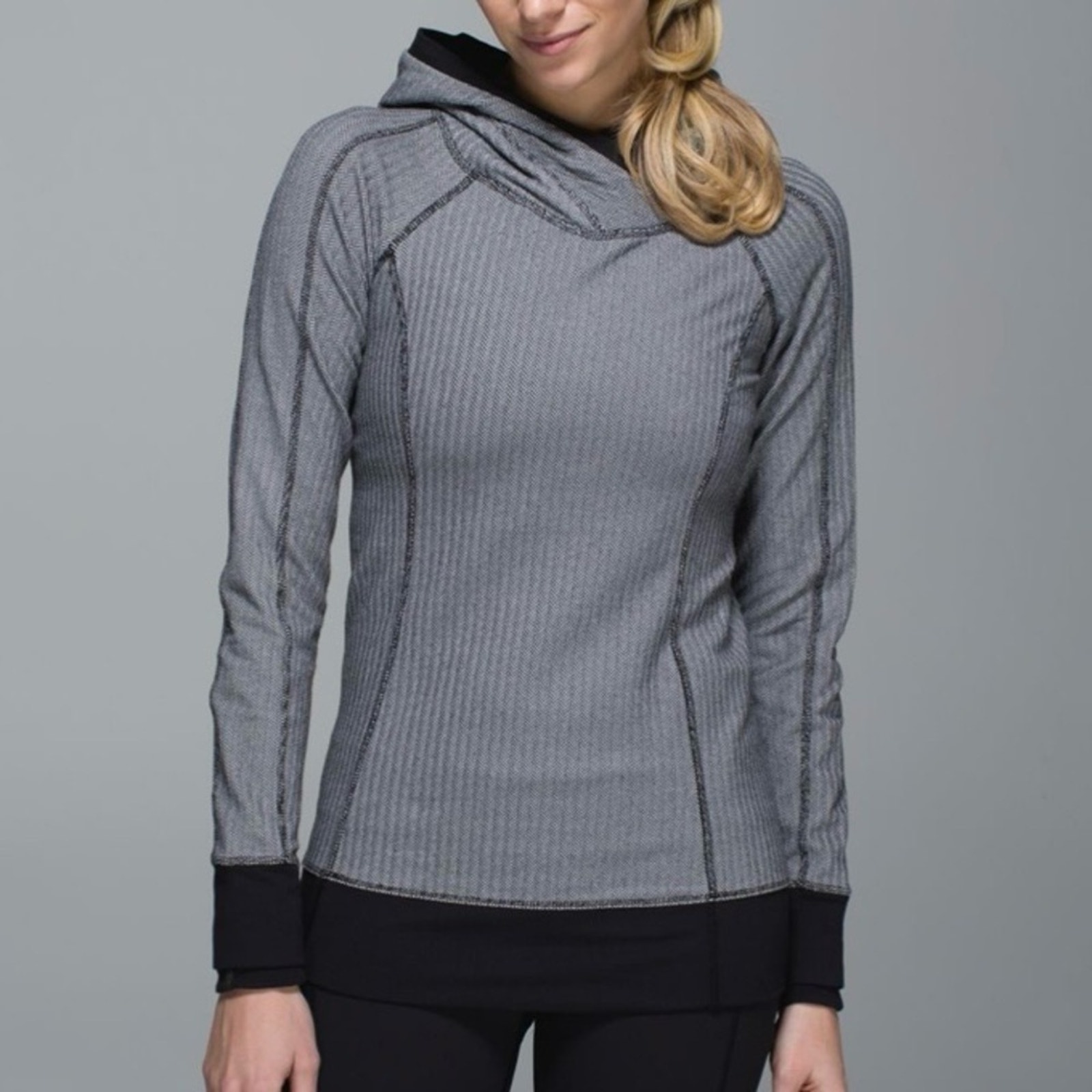 LULULEMON Heathered Herringbone Think Fast Hoodie Active Running Pullover Size 6