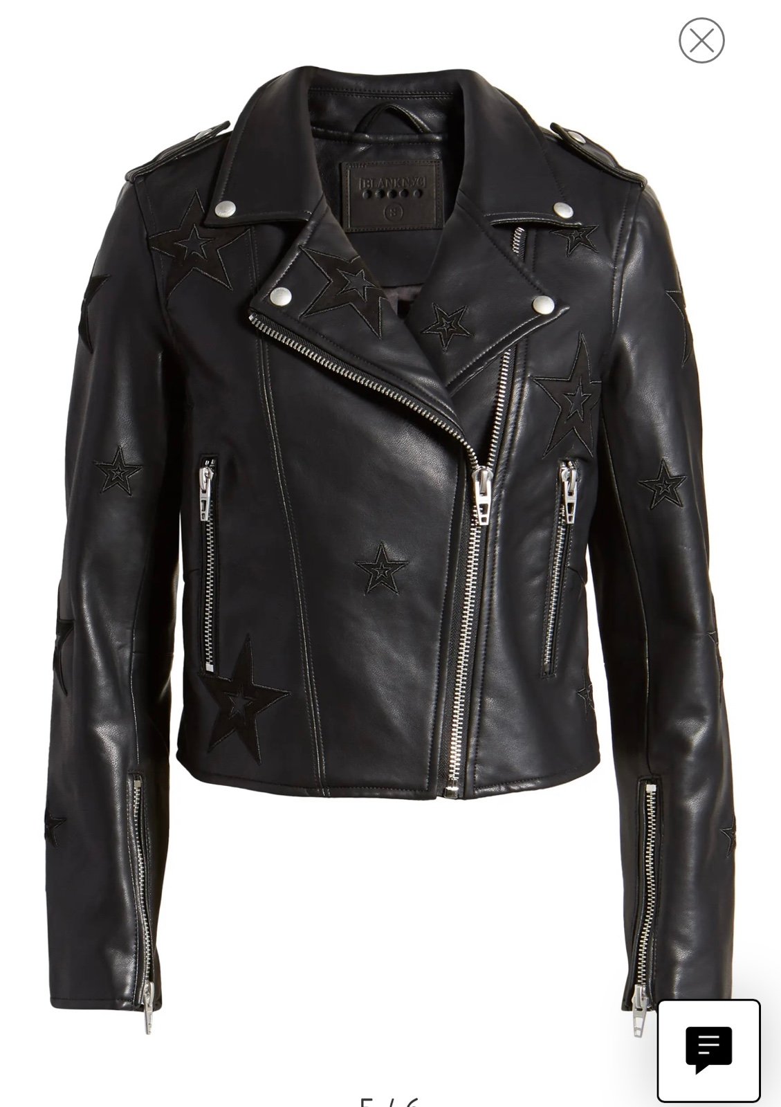 BLANKNYC Tonal Star Faux-Leather Moto Balck Jacket XS