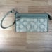 Coach Audrey OP Art Swirl Zippy Wallet Wristlet 45531 Blue Teal Green Silver