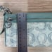 Coach Audrey OP Art Swirl Zippy Wallet Wristlet 45531 Blue Teal Green Silver