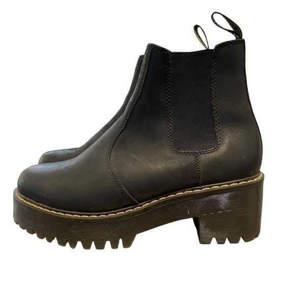 Dr. Martens Rometty Wyoming Leather Platform Chelsea Boots Black Size 8 NEW