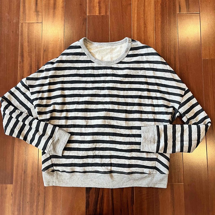 New Sundry Anthropologie Gray Sweatshirt Open Back Stripe Long Sleeve Sz 1 Small