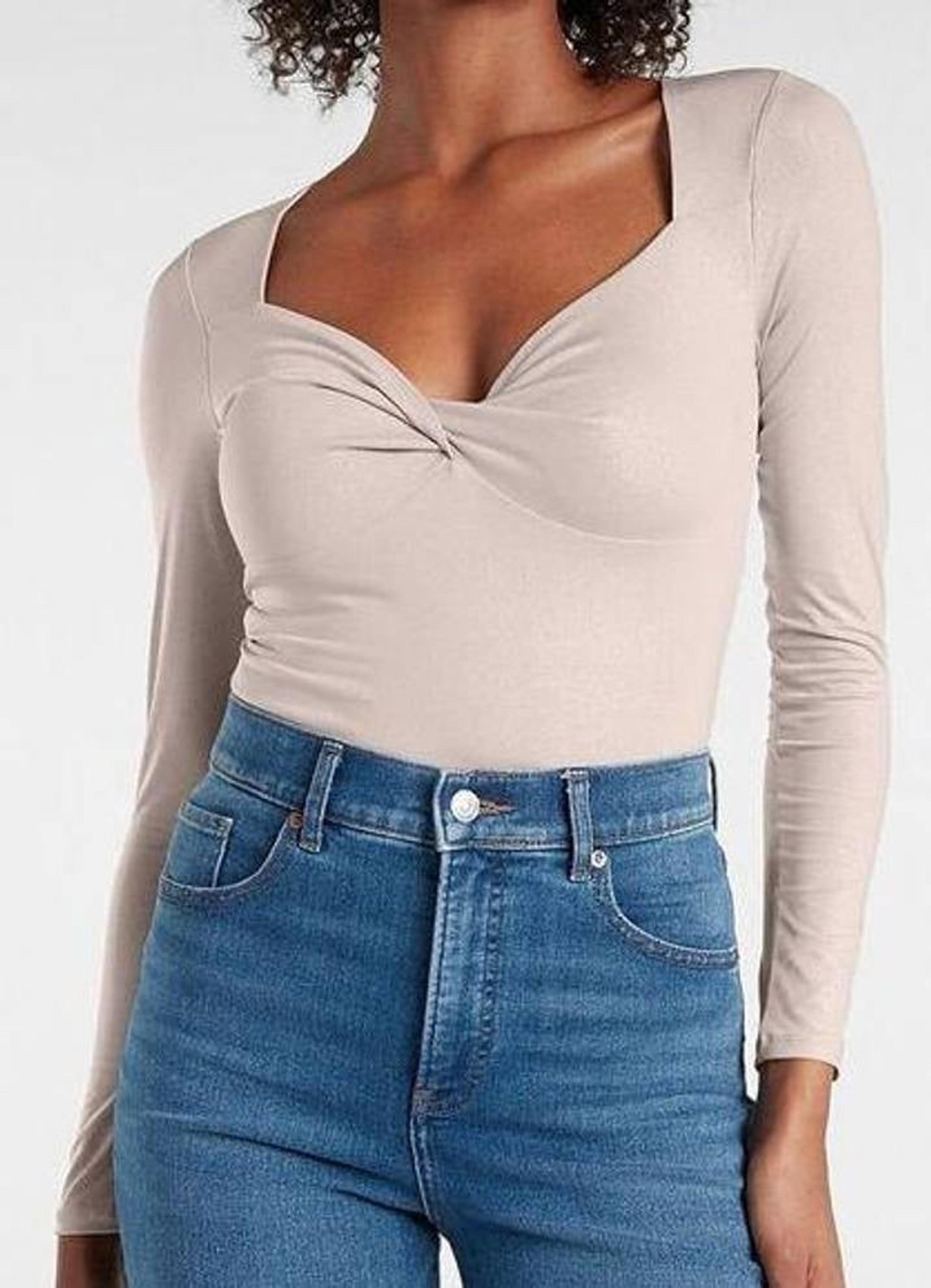 EXPRESS Blushing Mauve Body Contour Metallic Twist Bodysuit