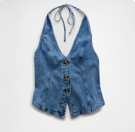 AE Denim Halter Top
