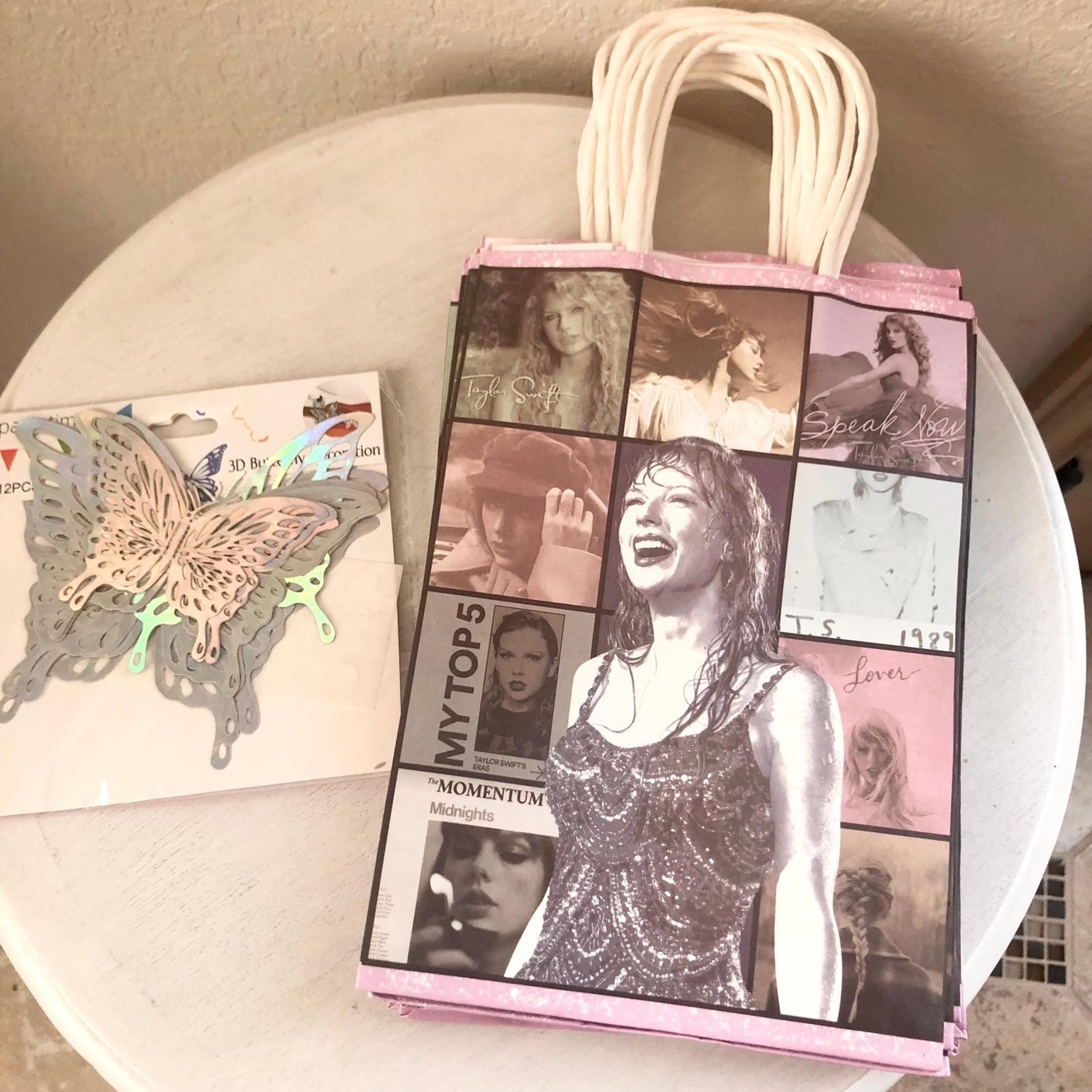 12 PCS Taylor Swift Party Favor Treat Gift Bags with 3D Butterfly Decorations