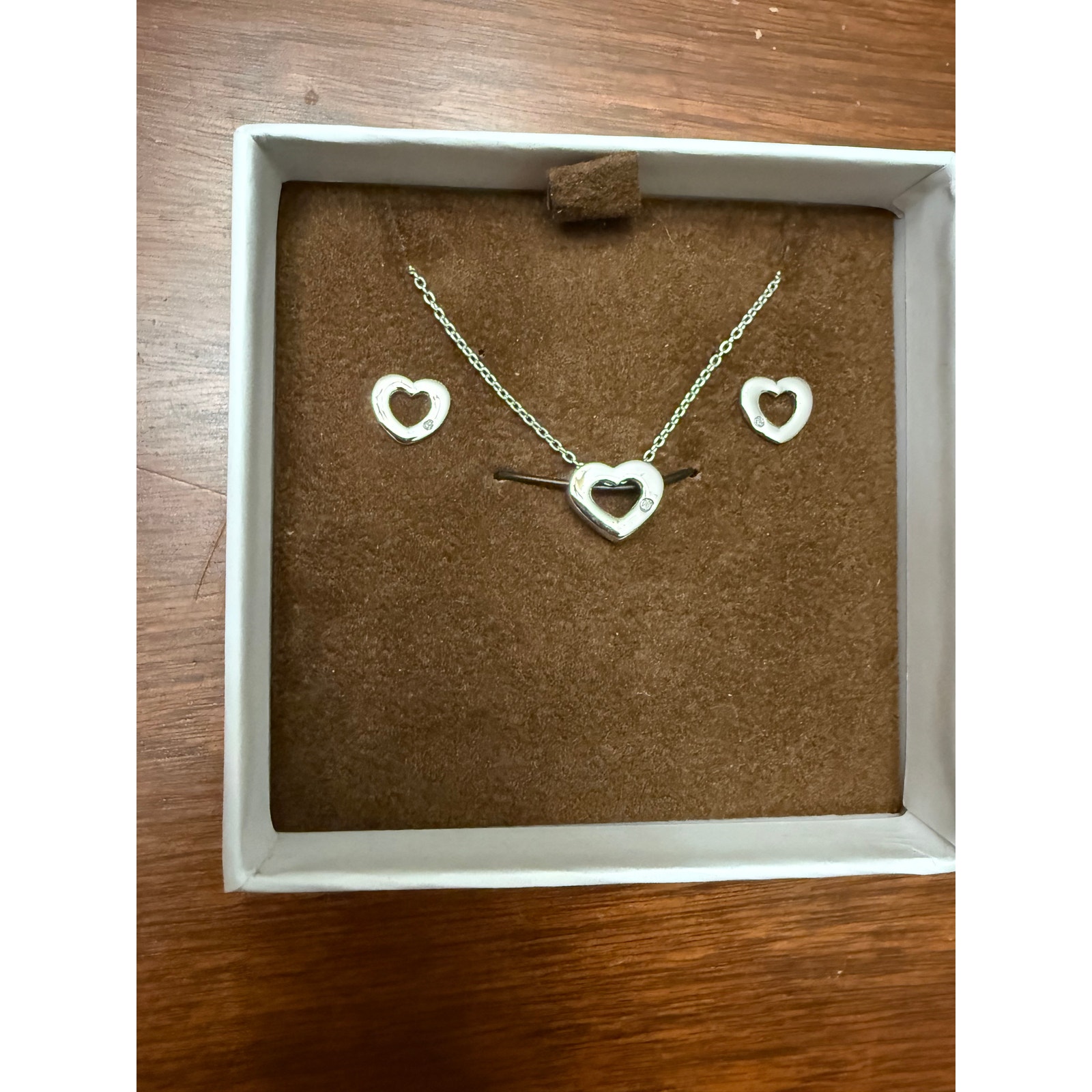 Sterling SIlver and Diamond Earring and Necklace Set