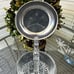 Vintage Pewter & Etched cut glass Bird Scene Stein West Germany