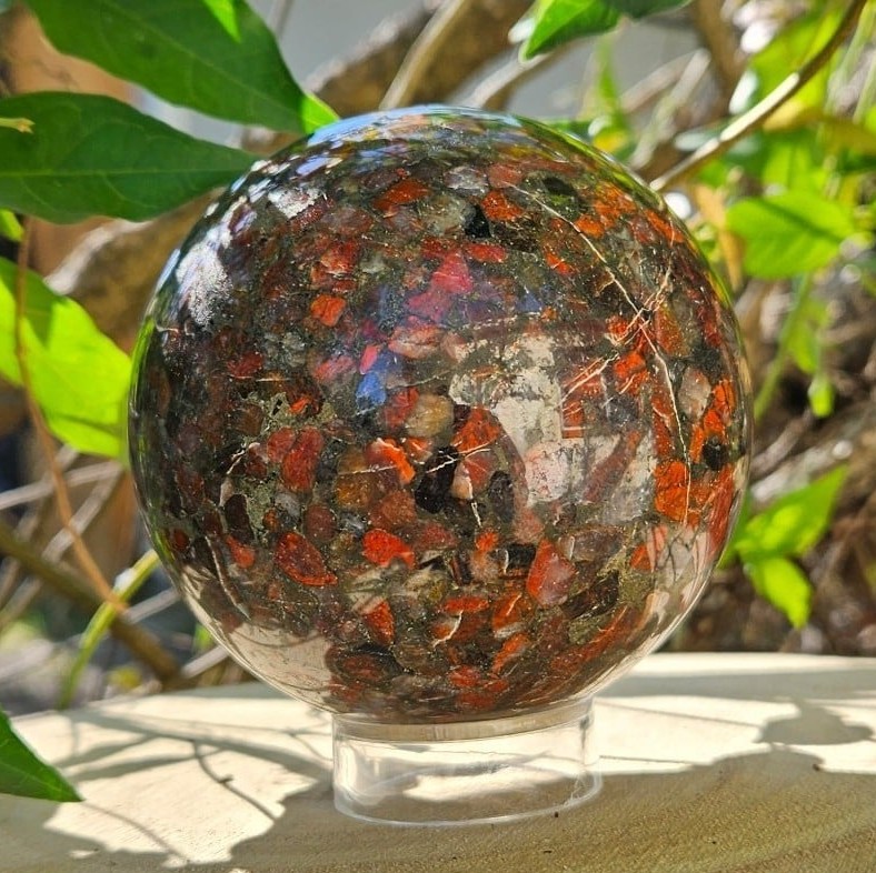 74mm 1lb 3 oz/ 538.6g Breciated Jasper Crystal Sphere
