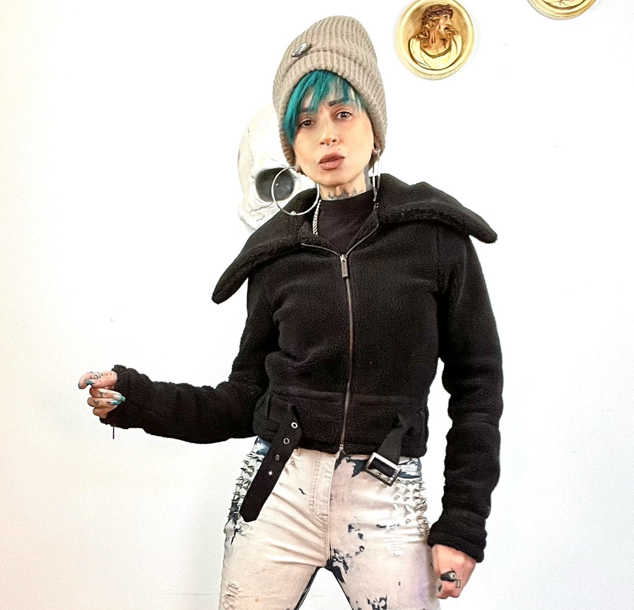 Killstar RARE early days black sherpa moto jacket