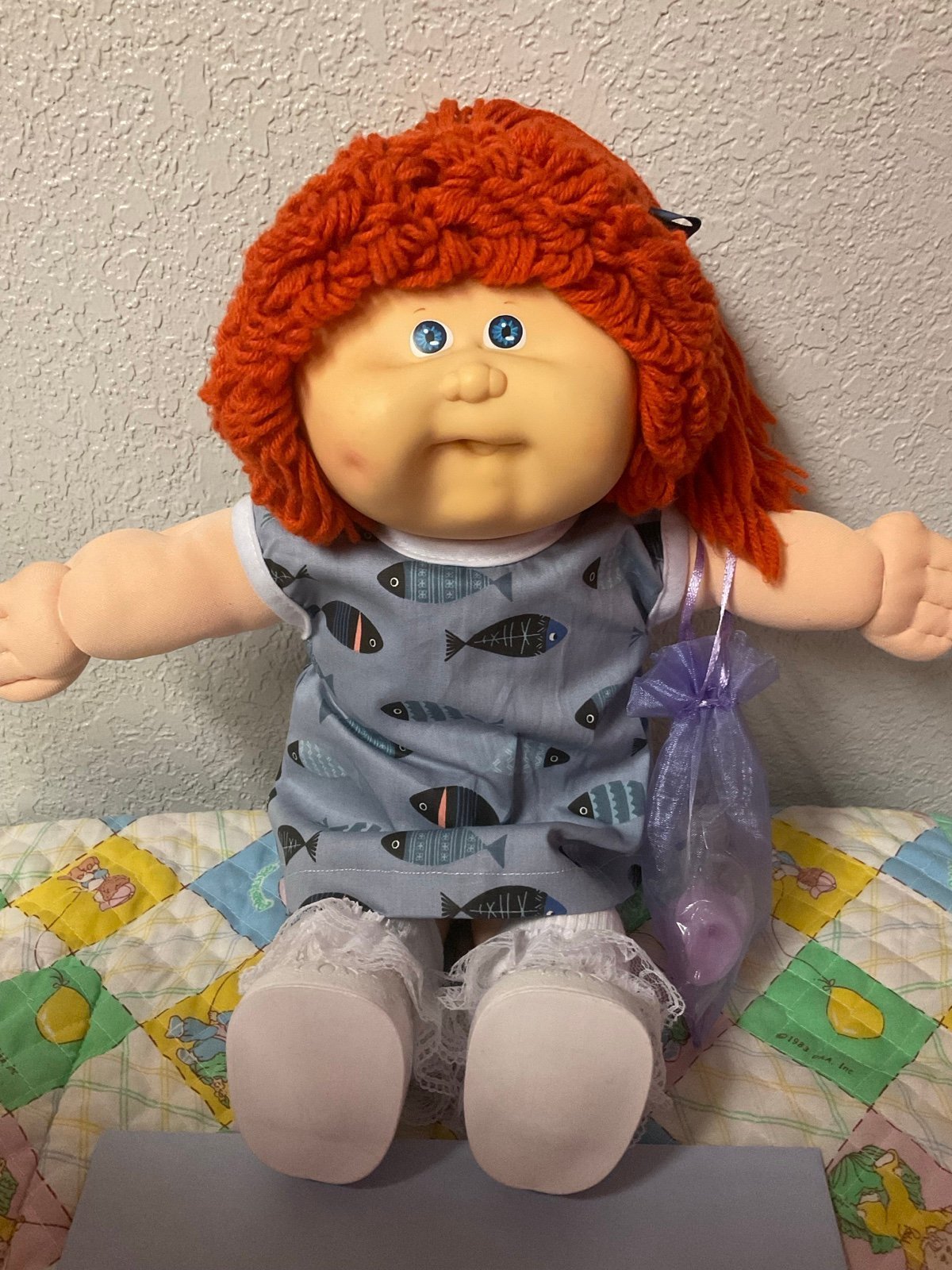 RARE Vintage Cabbage Patch Kid Transitional Posable Girl Red Hair HM#18 1989