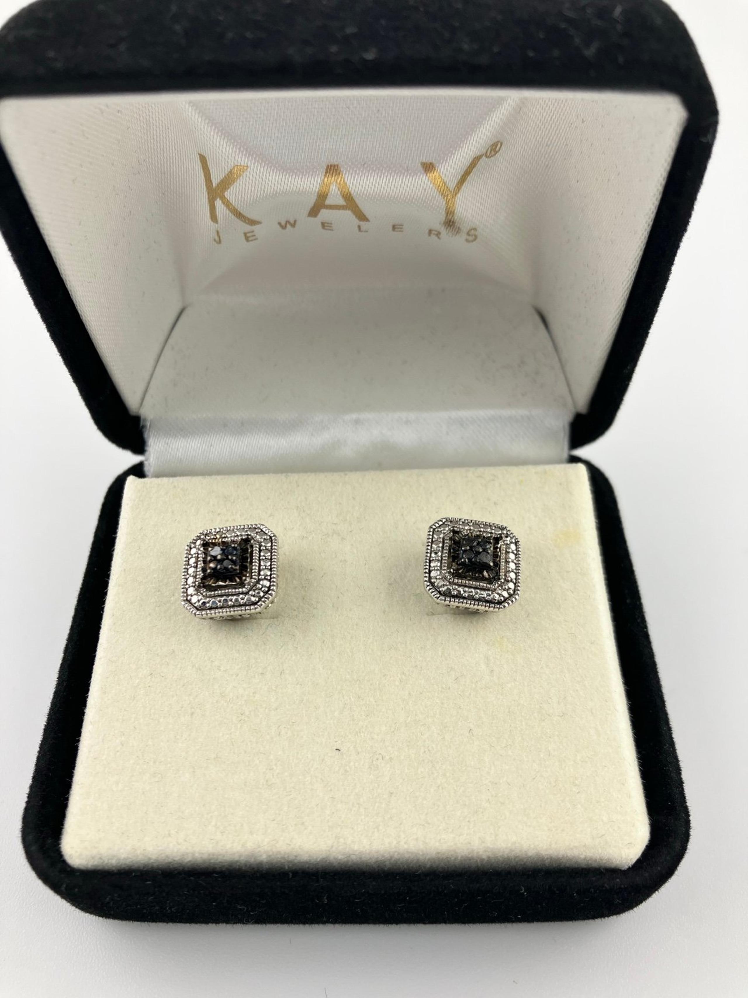Kay Jewelers Sterling Silver Earrings with Diamond Accents
