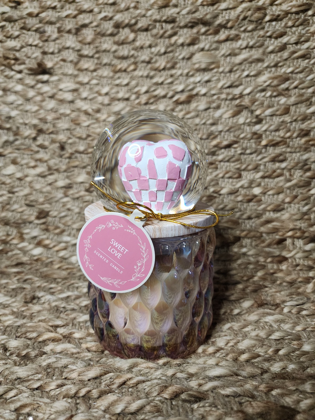 Sweet Love Scented Heart Glass Snow Globe Candle Valentines Day Gift New!