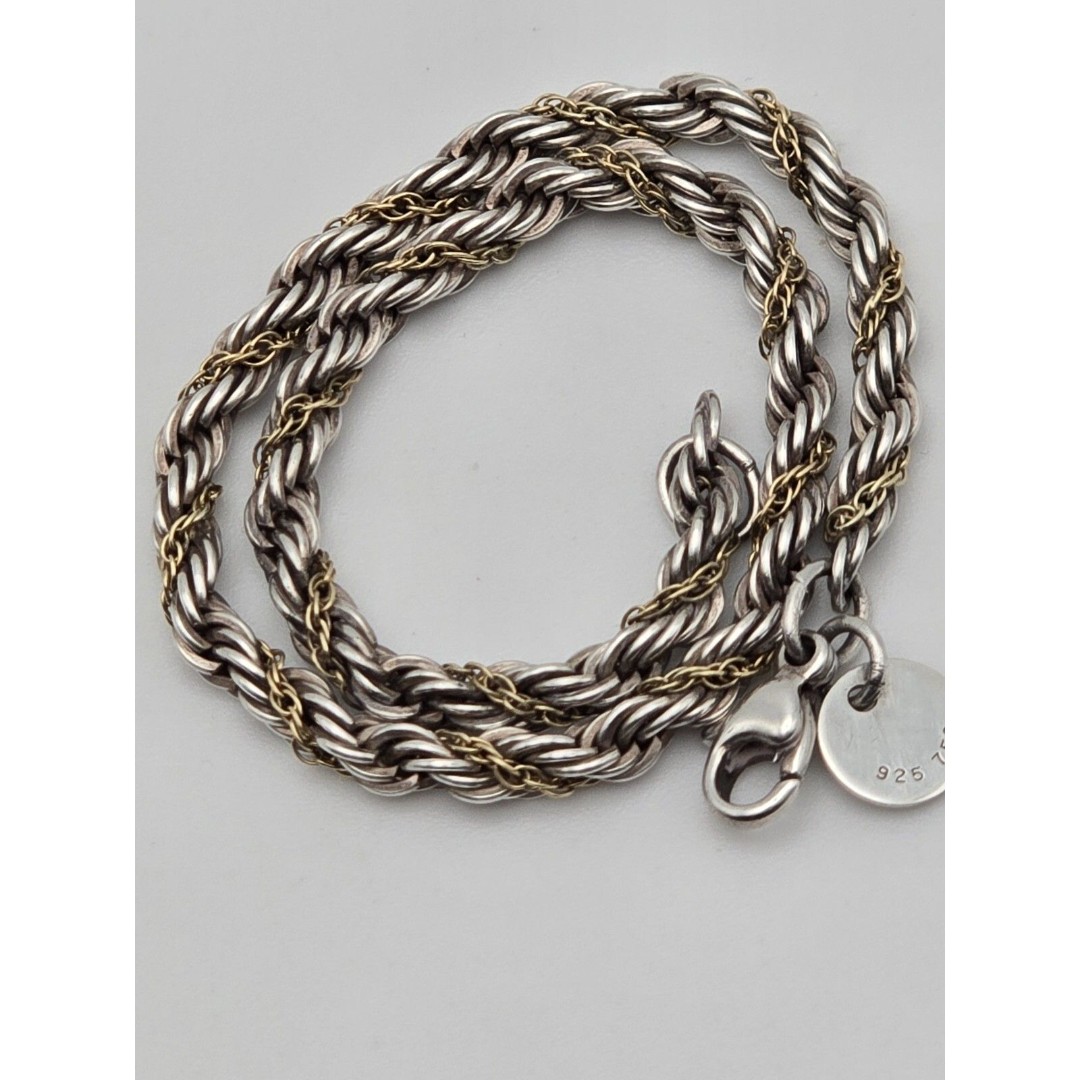 Authentic Tiffany & Co. Twisted Rope 925/750 Silver & 18k Classic Bracelet 7