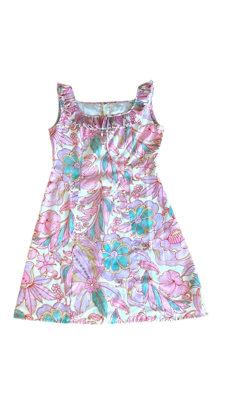 Carnegie of London Vintage Floral Pink Green Yellow Dress Women's Size 18