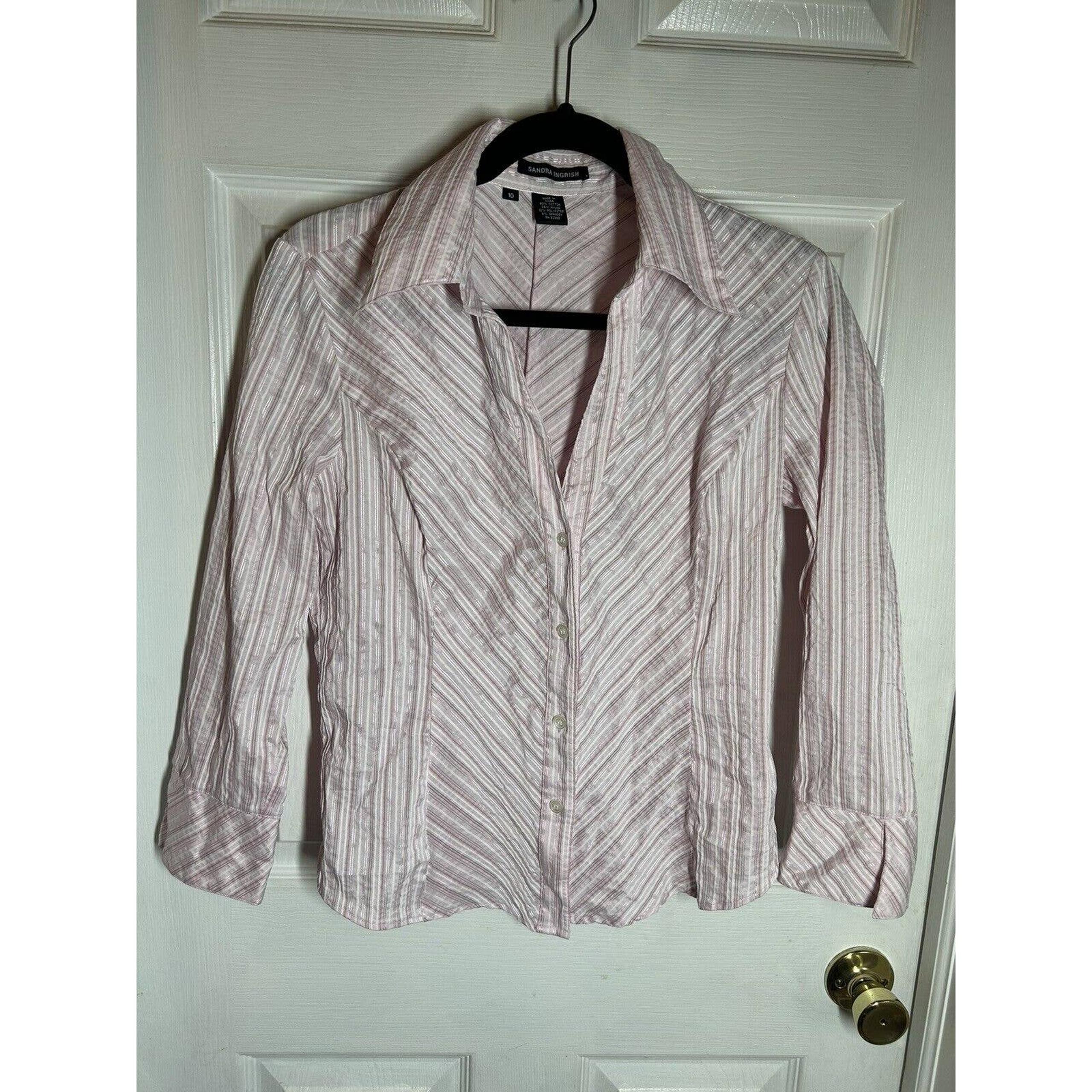 Sandra Ingush Women’s Button Down Tailored Top Size 10