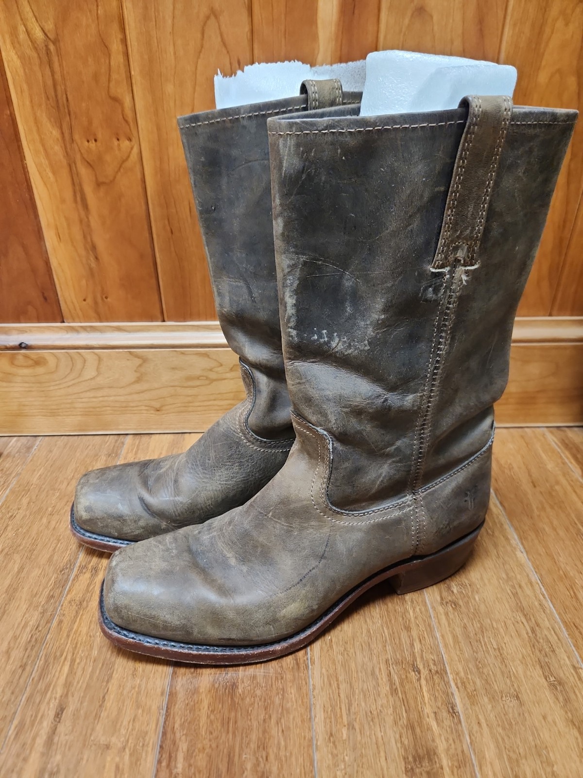 Frye Boots Mens 12 Cavalry Pull On Square Toe Brown Leather 87410 USA Western