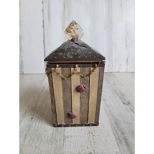 Lady bug unique trinket box bug spring home decor rustic