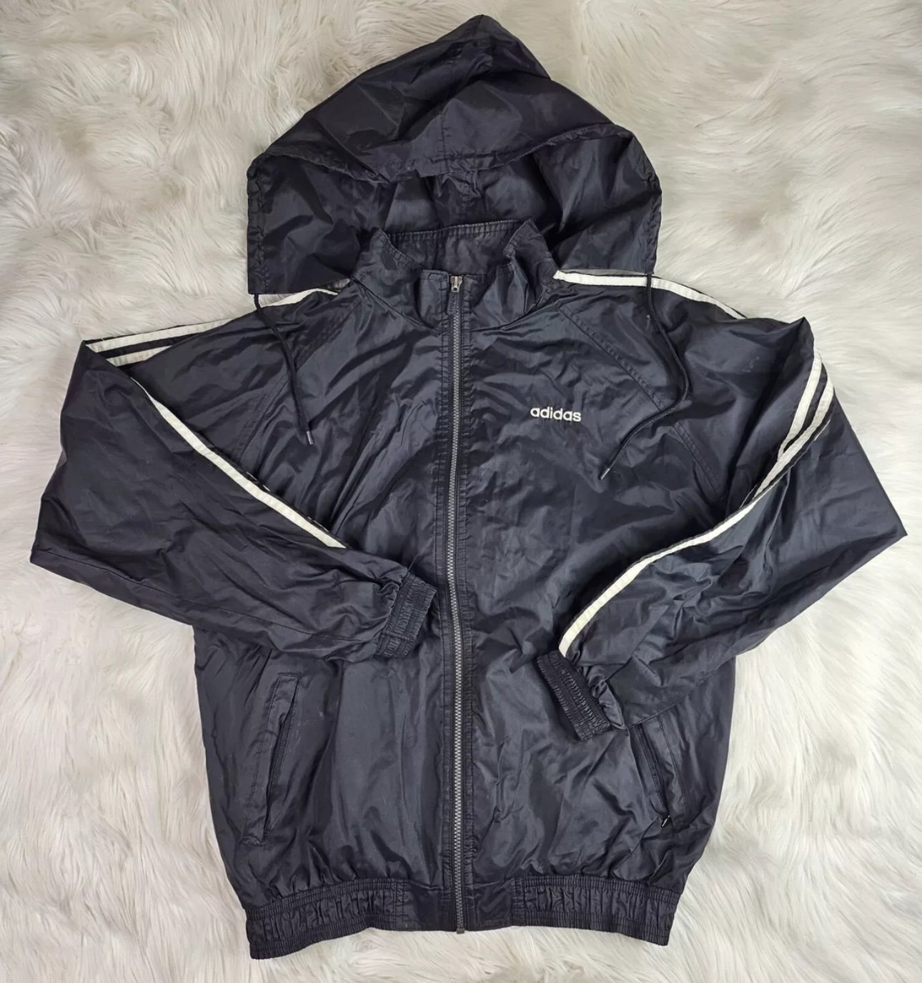Vintage Adidas Windbreaker Jacket With Hood