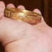 Antique Gold filled hinged bangle bracelet with astetic movement motif